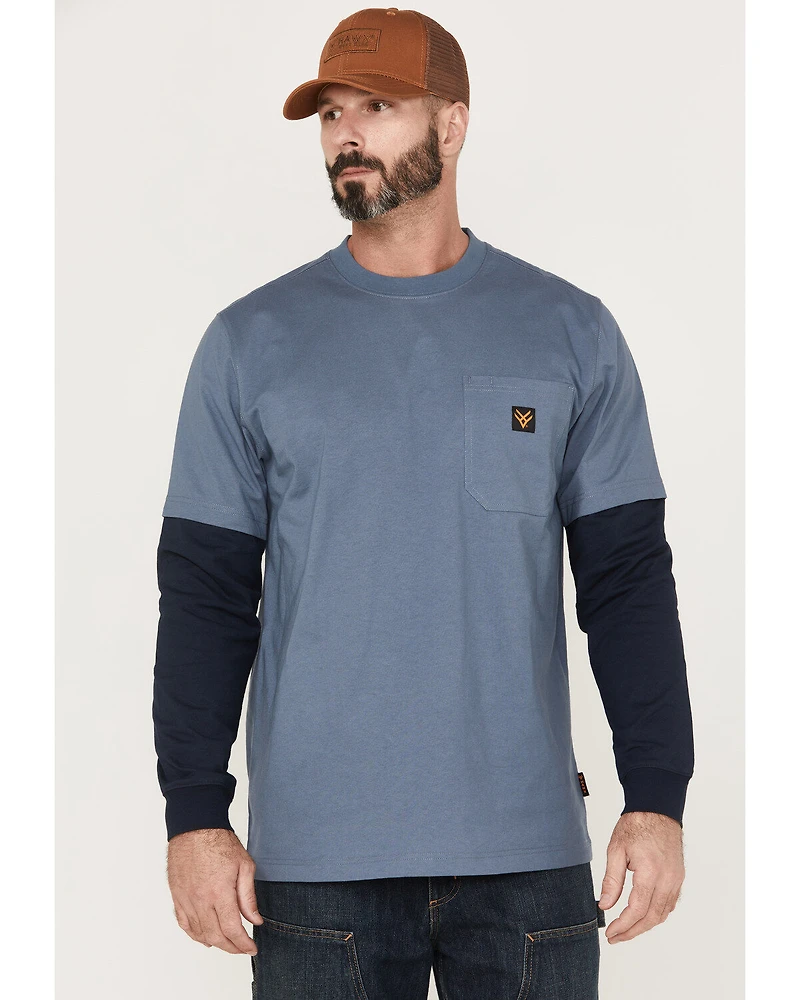 Hawx Men's Layered Pocket Twofer Sleeve Work T-Shirt