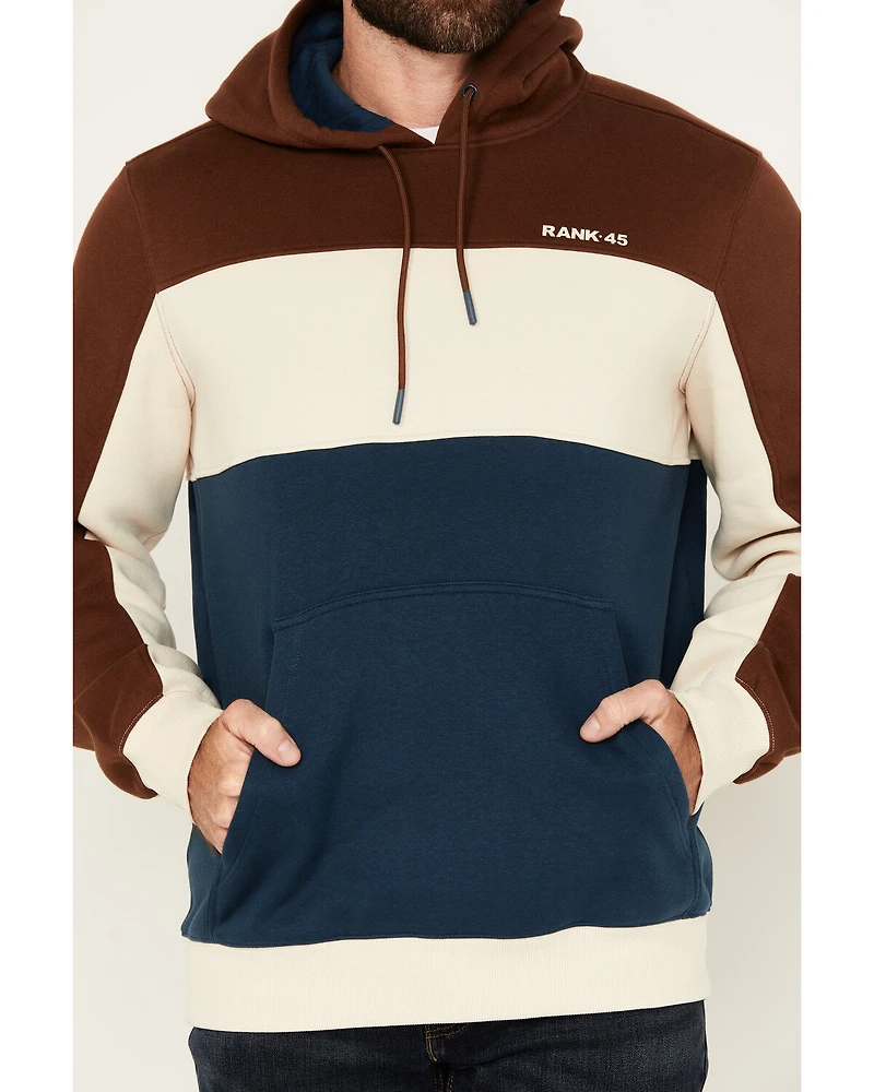 RANK 45® Men's Triple Color Block Hooded Sweatshirt