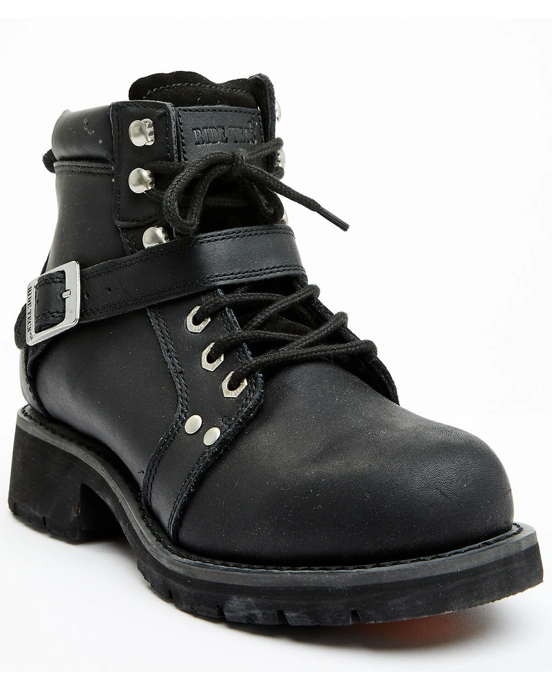 Ad Tec Women's 6" Lace Zipper Biker Boots - Soft Toe