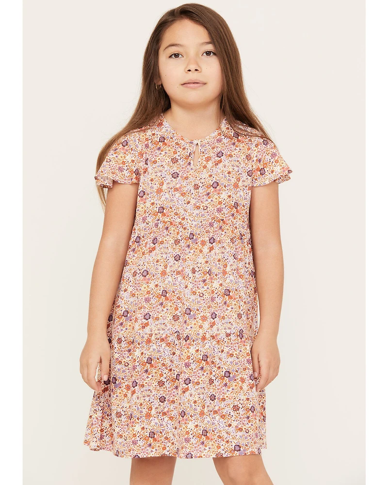 Shyanne Girls' Floral Printed Ruffle Mini Dress
