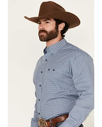 Wrangler Men's Striped Geo Print Long Sleeve Button-Down Western Shirt