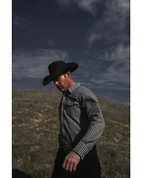 Blue Ranchwear Men's Small Plaid Long Sleeve Snap Western Shirt