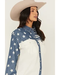 Wrangler Retro Women's Stars and Stripes Long Sleeve Snap Western Shirt