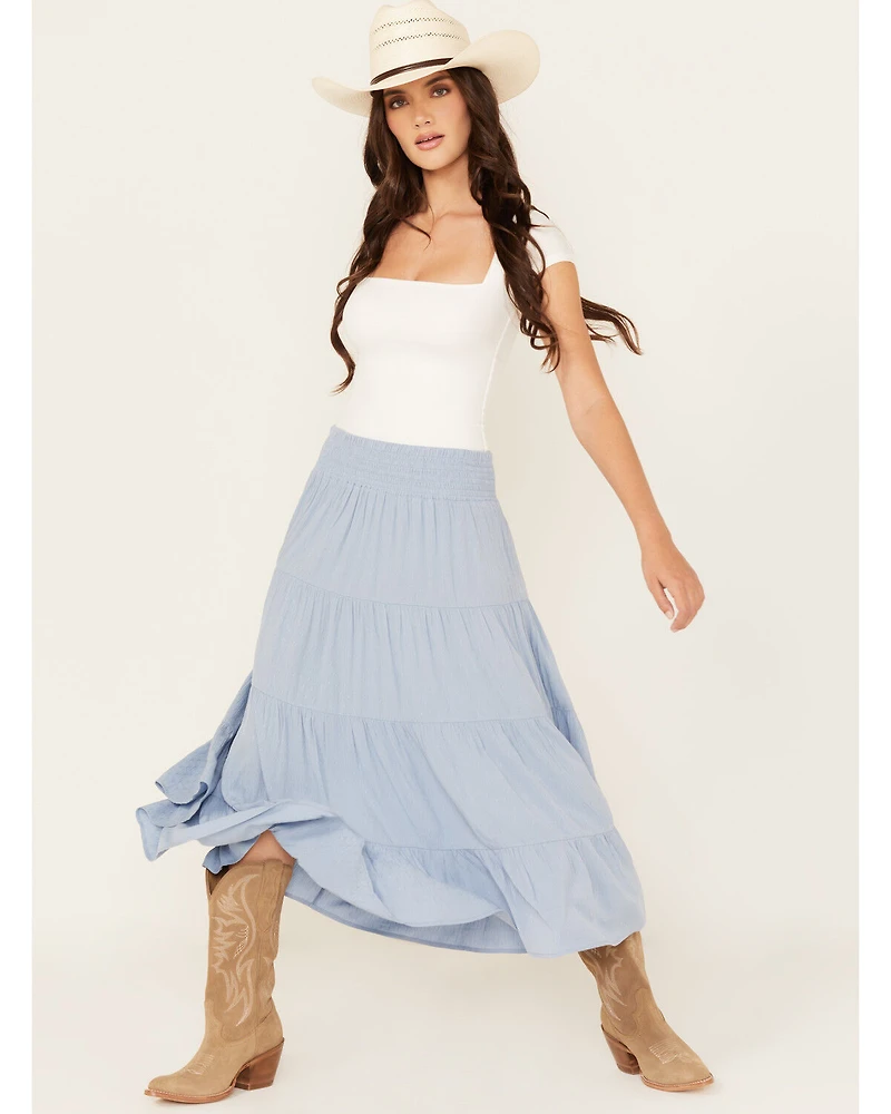 Wild Moss Women's Tiered Midi Skirt