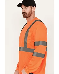 Hawx Men's Solid Enhanced Hi-Vis Long Sleeve Pocket Work T-Shirt