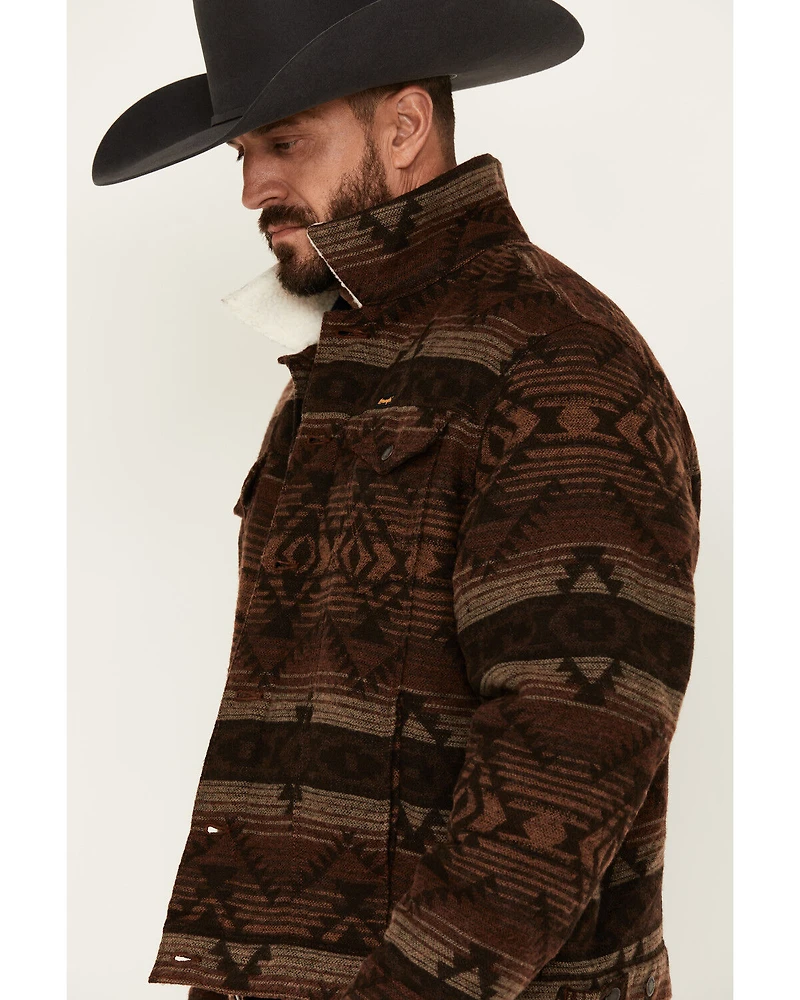 Wrangler Men's Southwestern Print Sherpa Lined Jacket