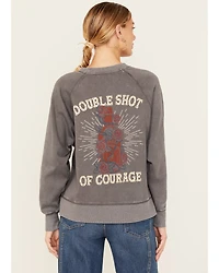 Cleo + Wolf Women's Double Shot Long Sleeve Crew Neck Graphic Sweatshirt