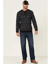 Moonshine Spirit Men's Alpha Bravo Camo Print Long Sleeve Henley T-Shirt