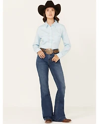 Rock & Roll Denim Women's Medium Wash High Rise Curved Yoke Trouser Stretch Jeans