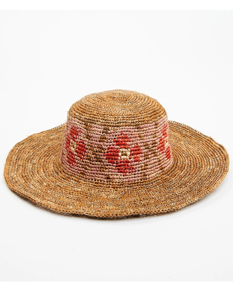 Shyanne Women's Floral Crochet Straw Fashion Sun Hat