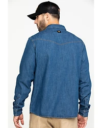 Hawx Men's Stonewashed Denim Snap Long Sleeve Work Shirt