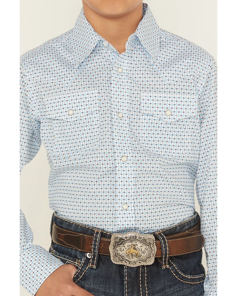 Wrangler 20X Boys' Geo Print Long Sleeve Snap Stretch Western Shirt