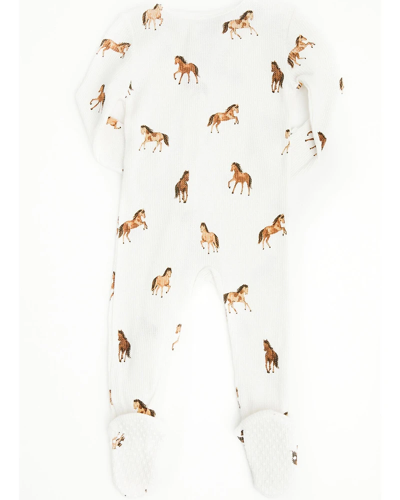 Angel Dear Infant Boys' Mini Horse Print Long Sleeve Snap Footie Onesie