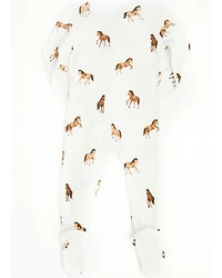 Angel Dear Infant Boys' Mini Horse Print Long Sleeve Snap Footie Onesie