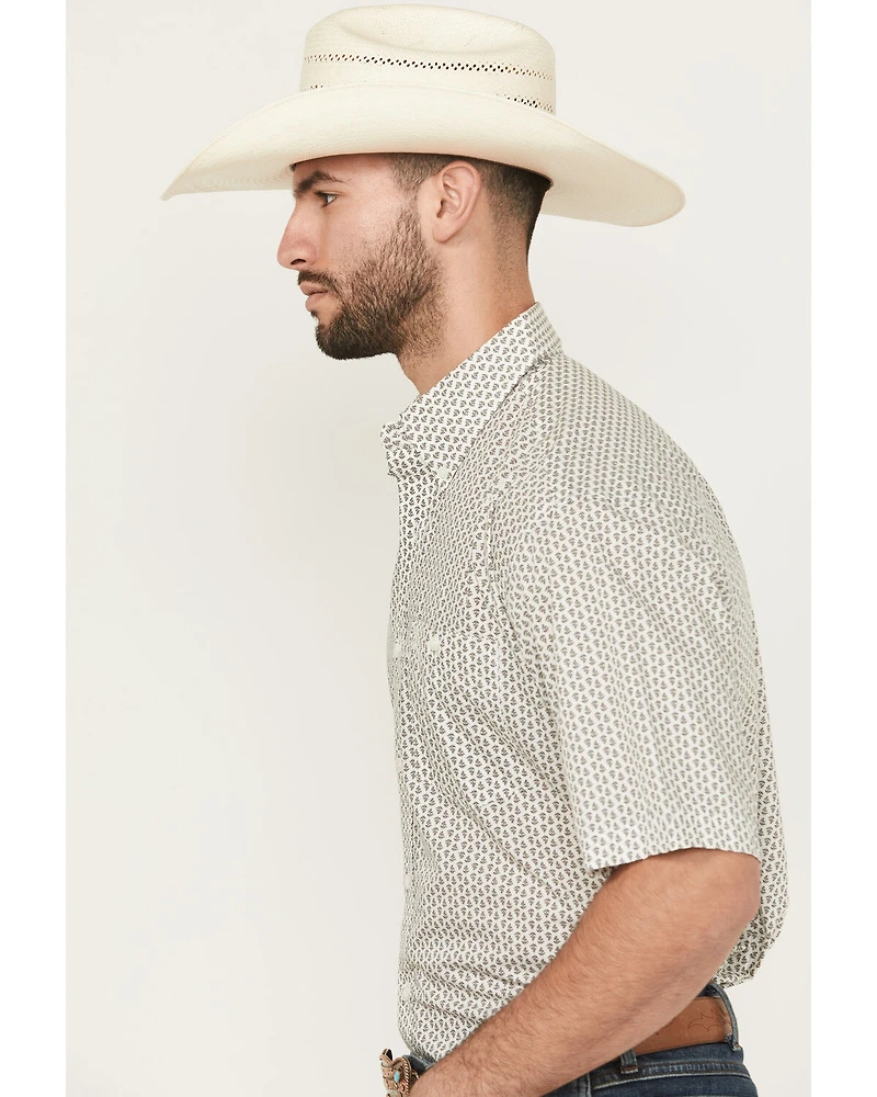 Wrangler Men's Geo Print Short Sleeve Button-Down Stretch Western Shirt