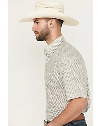 Wrangler Men's Geo Print Short Sleeve Button-Down Stretch Western Shirt