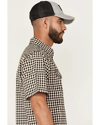 Moonshine Spirit Men's Checkers Plaid Print Short Sleeve Snap Western Shirt