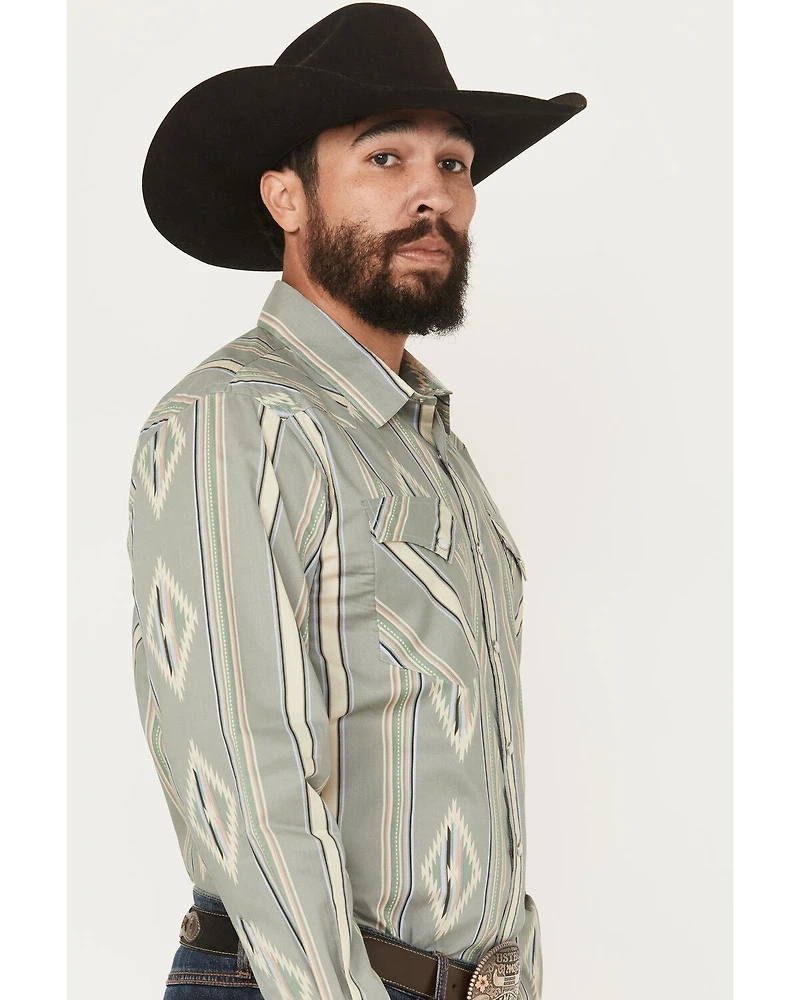 Panhandle Slim Men's Southwestern Striped Print Long Sleeve Snap Western Shirt