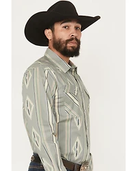 Panhandle Slim Men's Southwestern Striped Print Long Sleeve Snap Western Shirt