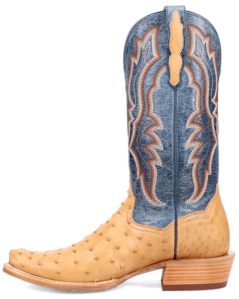 Dan Post Men's Brady Exotic Full-Quill Ostrich Tall Western Boots - Broad Square Toe