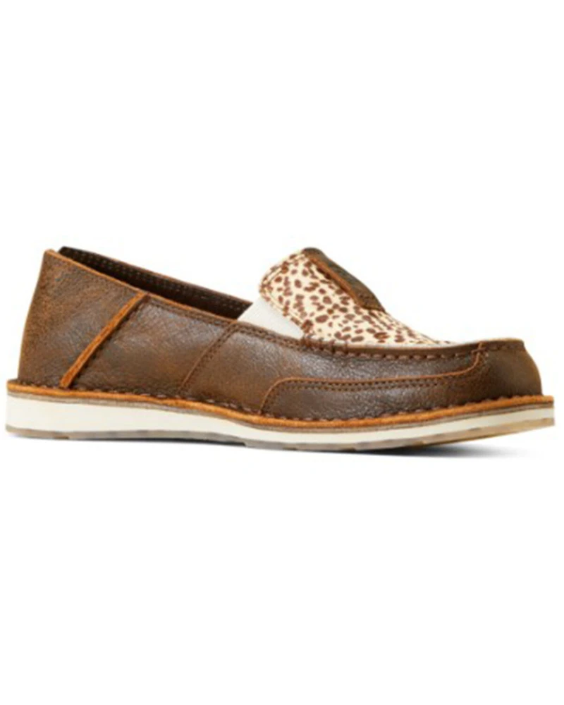 Ariat Women's Cheetah Print Hair On Hide Cruiser Casual Shoes - Moc Toe