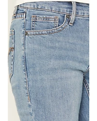Rock & Roll Denim Women's Medium Wash High Rise Distressed Modest Bootcut Stretch Jeans