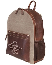 Scully Canvas and Leather Studded and Floral Embroidered Backpack