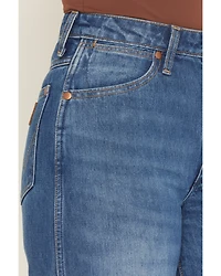 Wrangler Women's Medium Wash High Rise Cuffed Trouser Denim Jeans