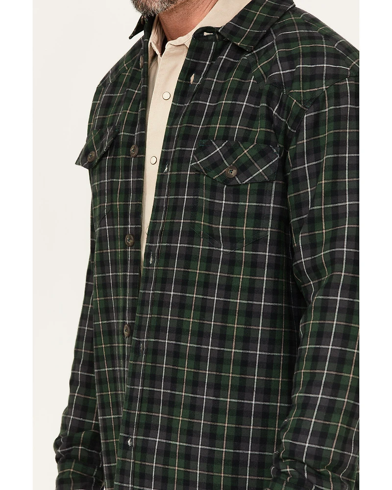 Cody James Men's Alder Tree Plaid Button Down Bonded Western Flannel Shirt Jacket