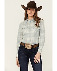 Wrangler Retro Women's Plaid Print Long Sleeve Pearl Snap Western Shirt