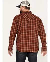 Moonshine Spirit Men's Burning Flame Plaid Print Long Sleeve Snap Western Flannel Shirt