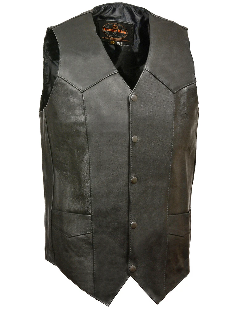 Milwaukee Leather Men's Classic Snap Front Biker Vest - XBig & Tall