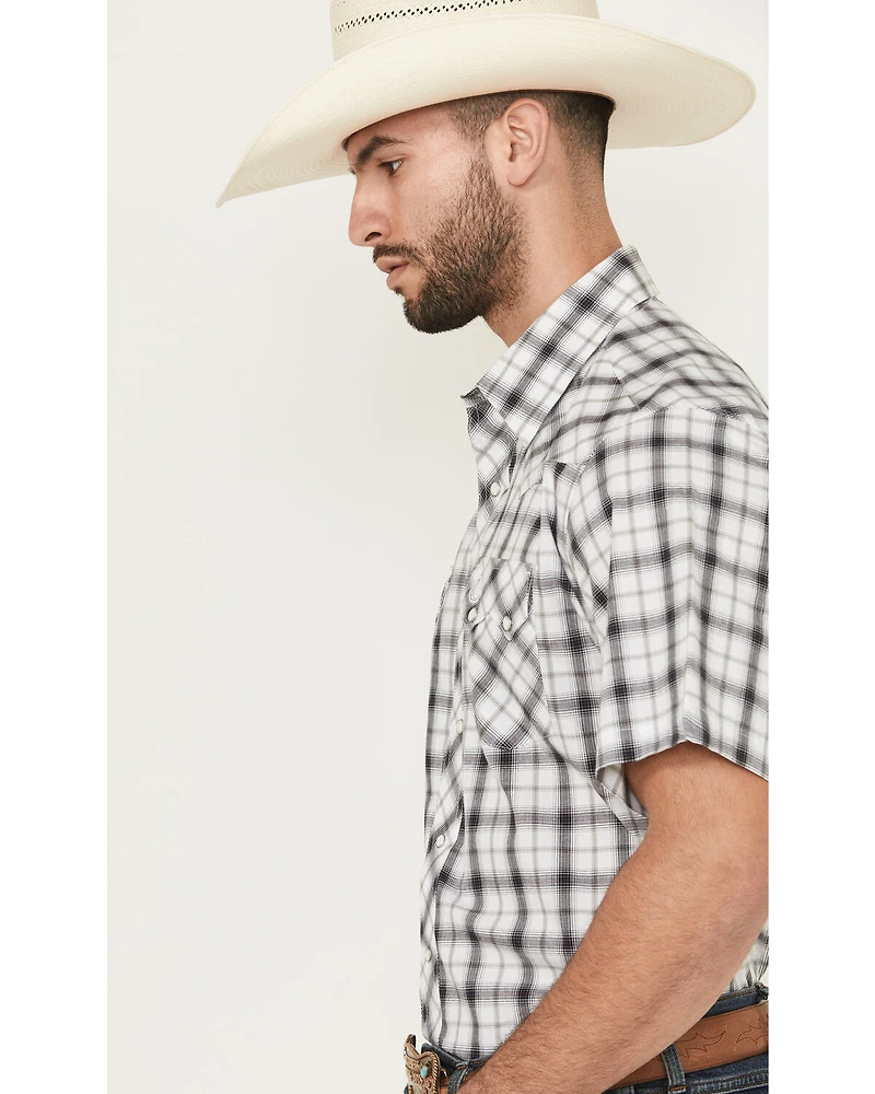 Wrangler Retro Men's Plaid Print Short Sleeve Snap Western Shirt