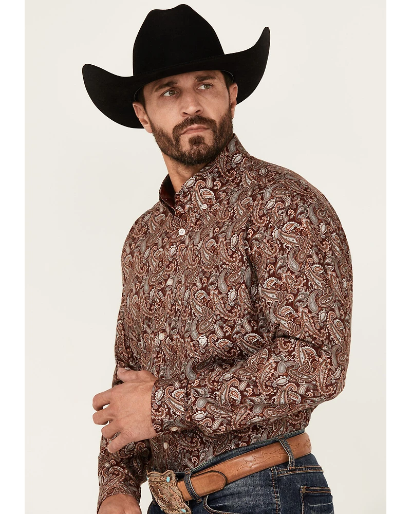 Roper Men's Amarillo Paisley Print Long Sleeve Button-Down Western Shirt