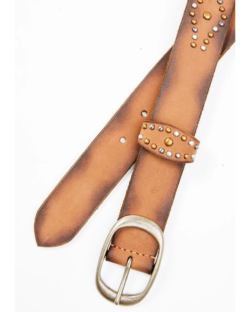 The Leathery Women's Two-Tone Studded Belt