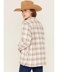 Ely Walker Women's Plaid Print Sherpa Lined Button-Down Shacket