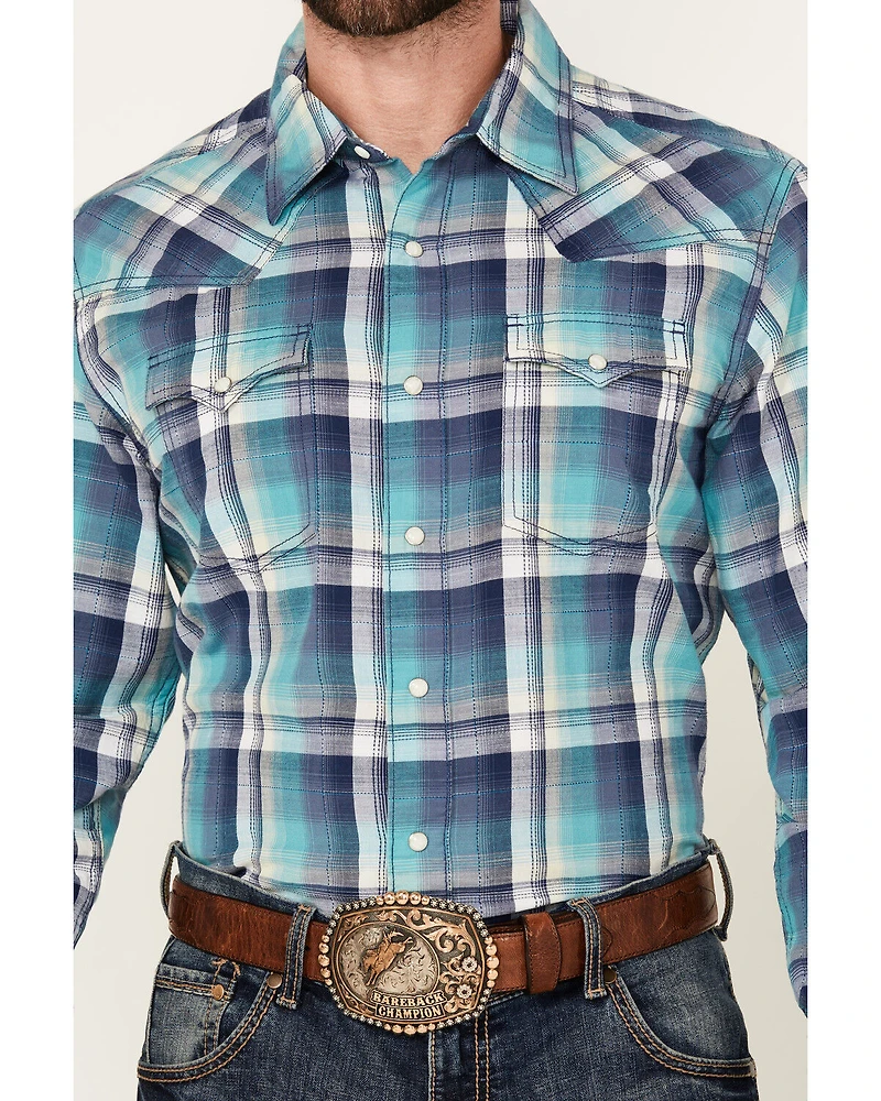 Wrangler Retro Men's Plaid Print Long Sleeve Snap Western Shirt