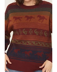 Panhandle Slim Women's Horse Striped Sweater