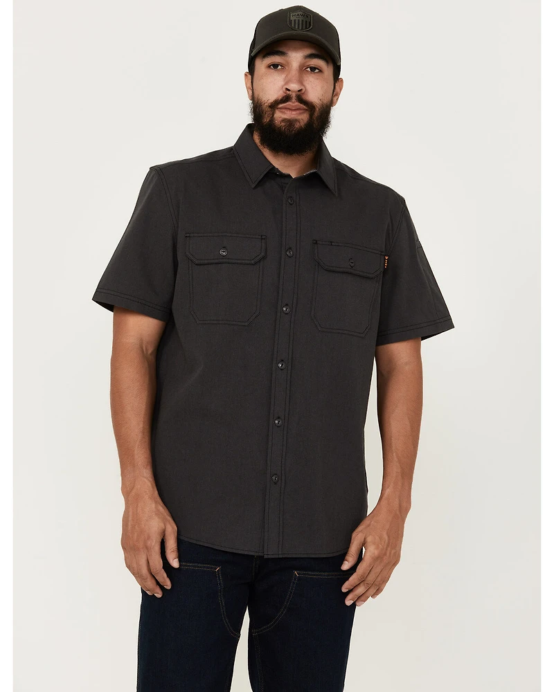 Hawx Men's Solid Short Sleeve Button-Down Work Shirt - Big