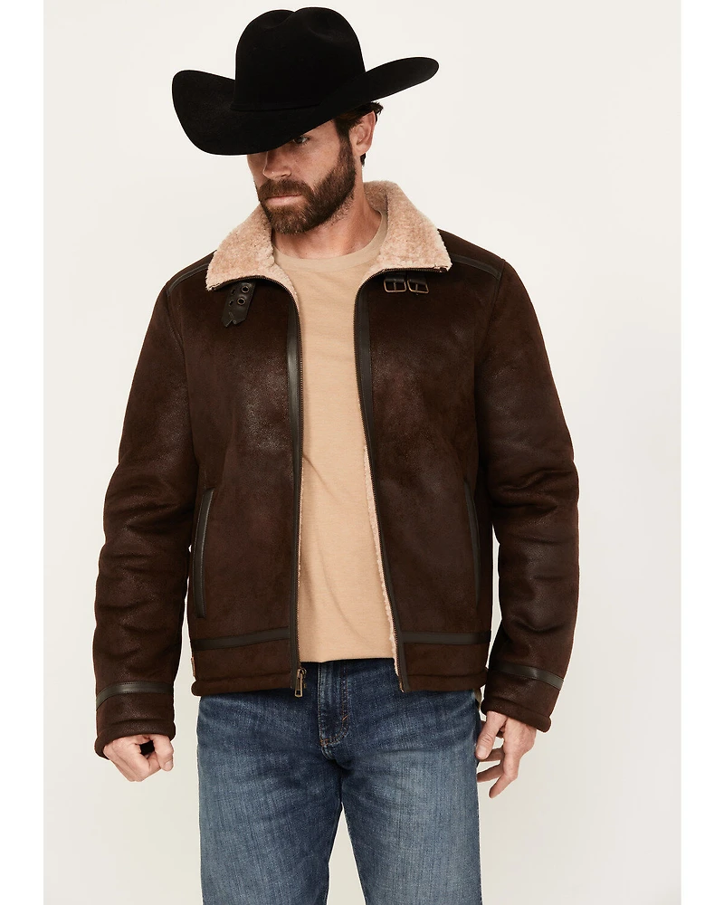 Moonshine Spirit Men's Sherpa Lined Faux Leather Jacket