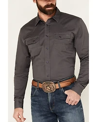 Blue Ranchwear Men's Rustler Solid Twill Long Sleeve Snap Stretch Western Work Shirt