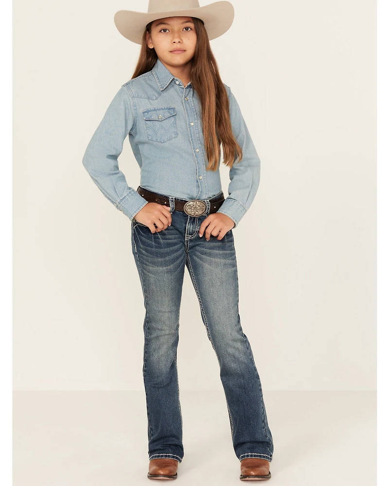 Shyanne Girls' Arrowhead Dark Wash Dreamcatcher Pocket Bootcut Stretch Denim Jeans