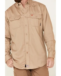 Ariat Men's FR Solid Twill Long Sleeve Button Down Work Shirt - Tall