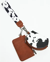 Wrangler Women's Boot Barn Exclusive Daisy Cow Print Dual Pouch Wristlet