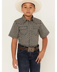 Cody James Boys' Dotted Print Short Sleeve Snap Western Shirt