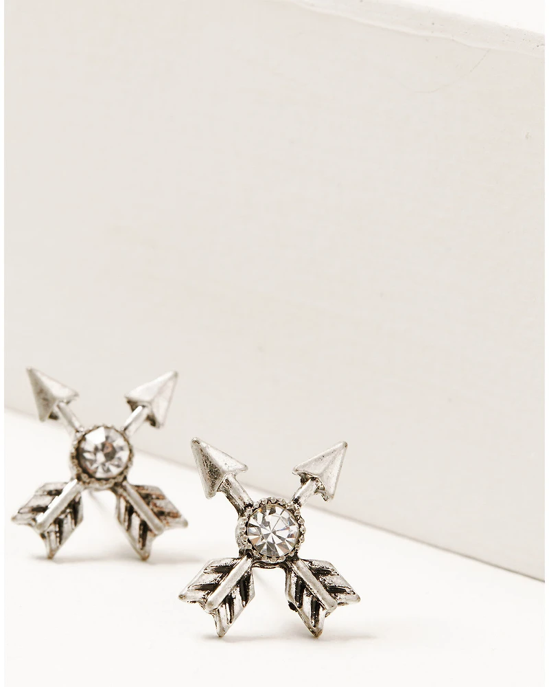 Shyanne Women's 3-piece Silver Concho & Arrow Hoop Earrings Set