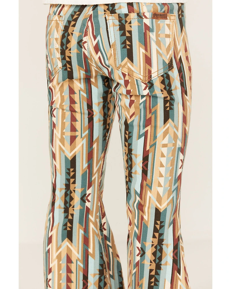 Rock & Roll Denim Girls' Southwestern Print Bargain Bell Flare Jeans