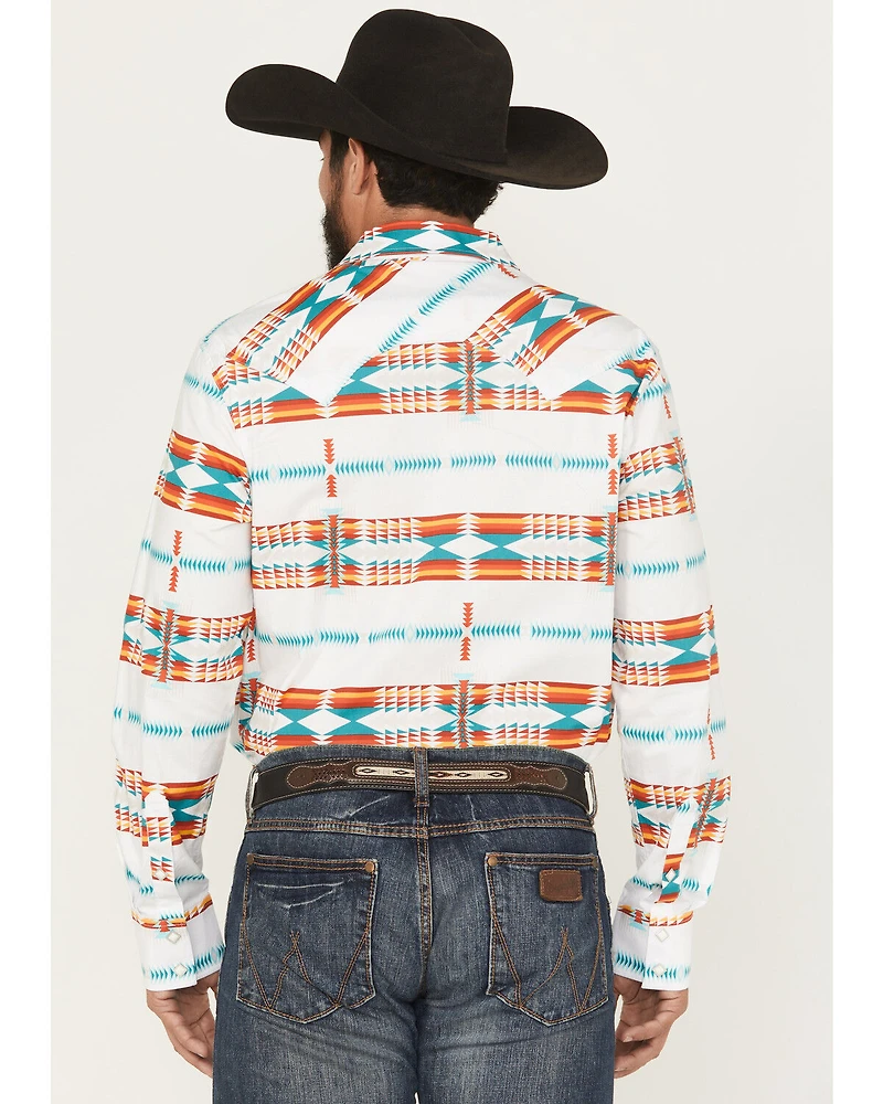 Rock & Roll Denim Men's Southwestern Print Long Sleeve Snap Stretch Western Shirt