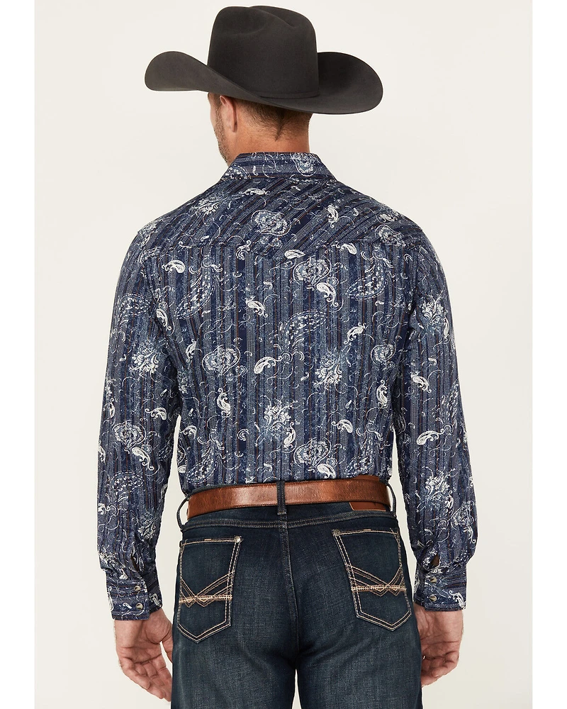 Wrangler Retro Men's Paisley Print Long Sleeve Snap Western Shirt
