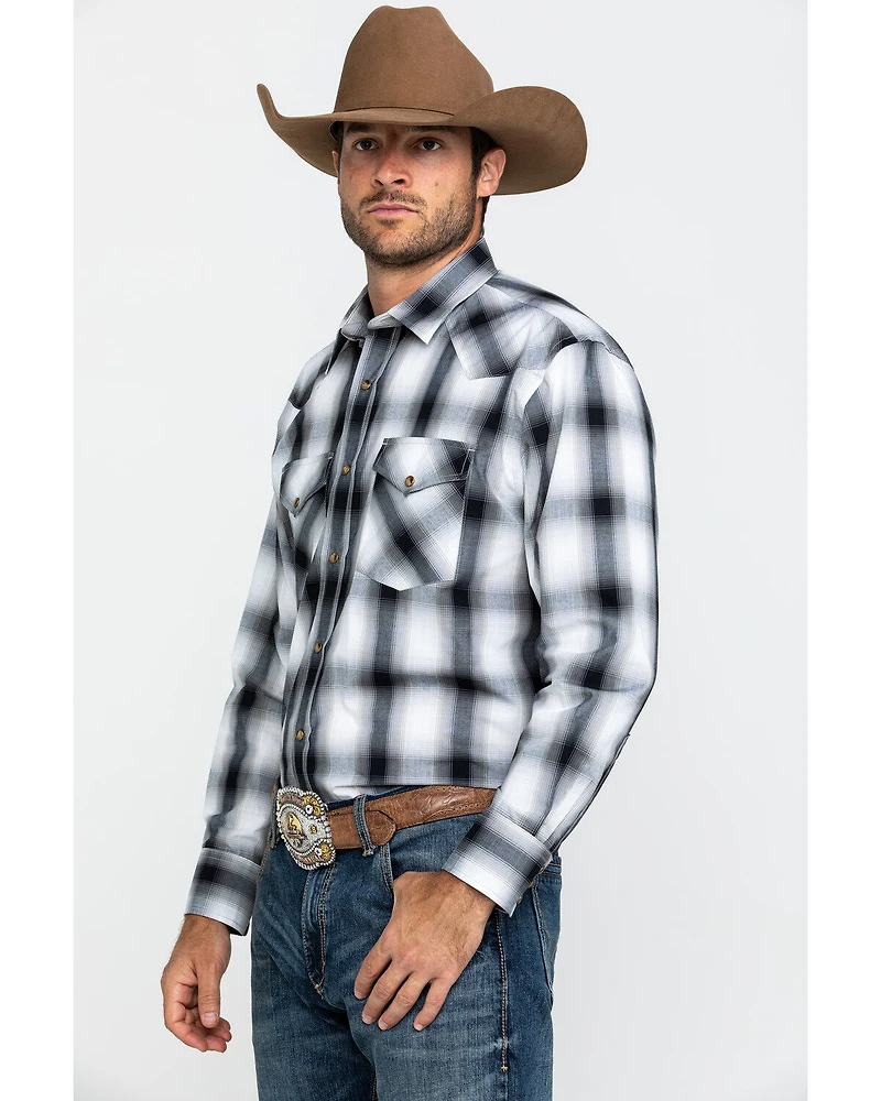 Pendleton Men's White Frontier Large Plaid Long Sleeve Snap Western Shirt